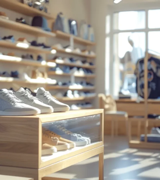 Présentation produit dans un pop-up store sneakers